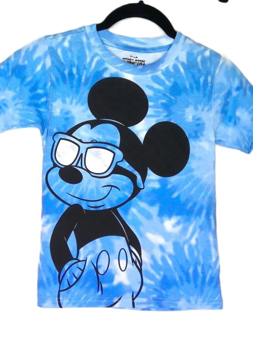 New Disney Jr. Mickey Mouse Clubhouse Boy's Tee Shirt Blue & White Tie Dye Sz 6